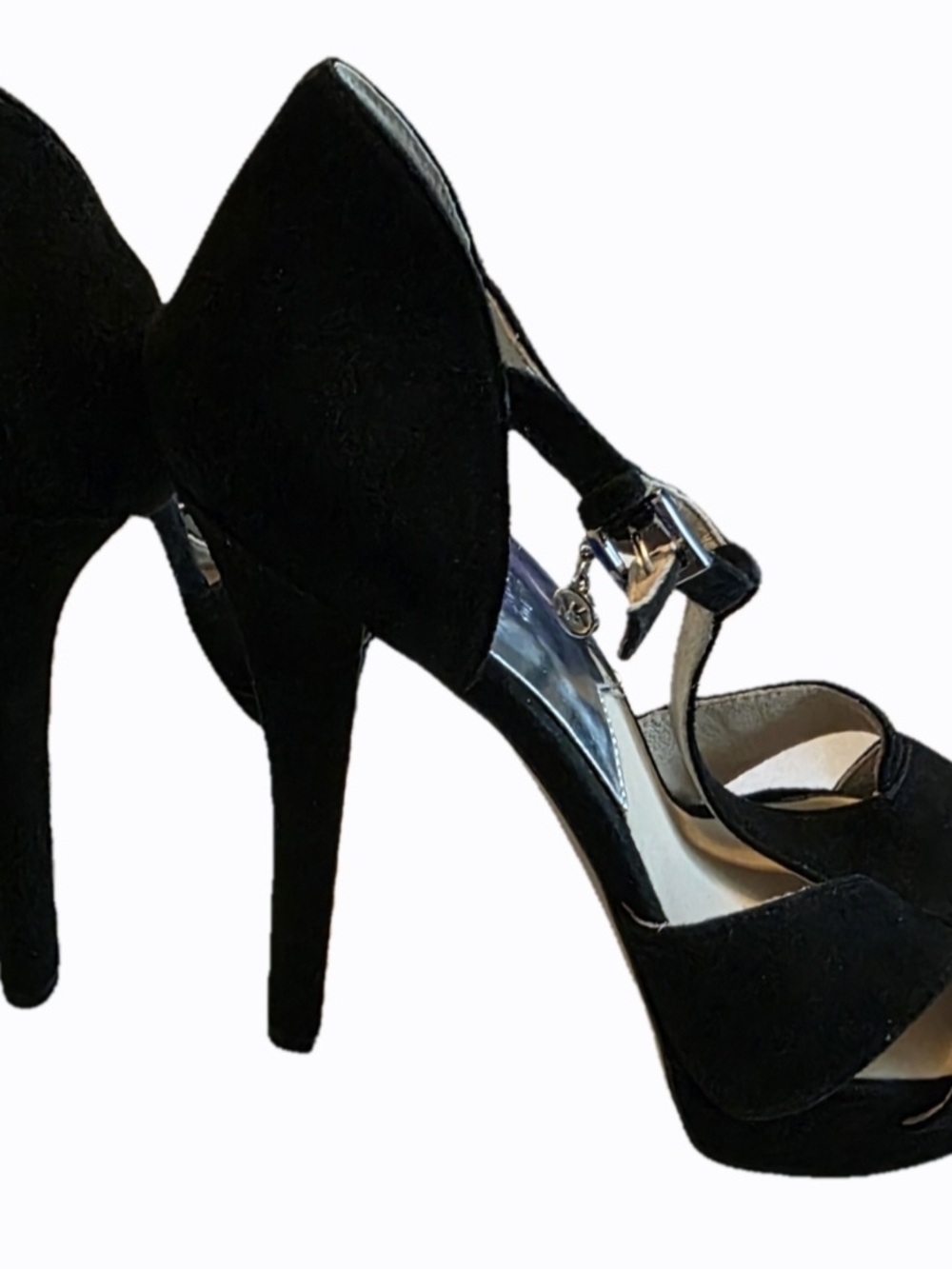 Michael Kors Black T-Strap Suede High Heels - Picture 2 of 6